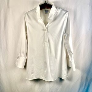 Chico's No Iron Popover Classic White Blouse, Chico’s size 1.5, party, formal